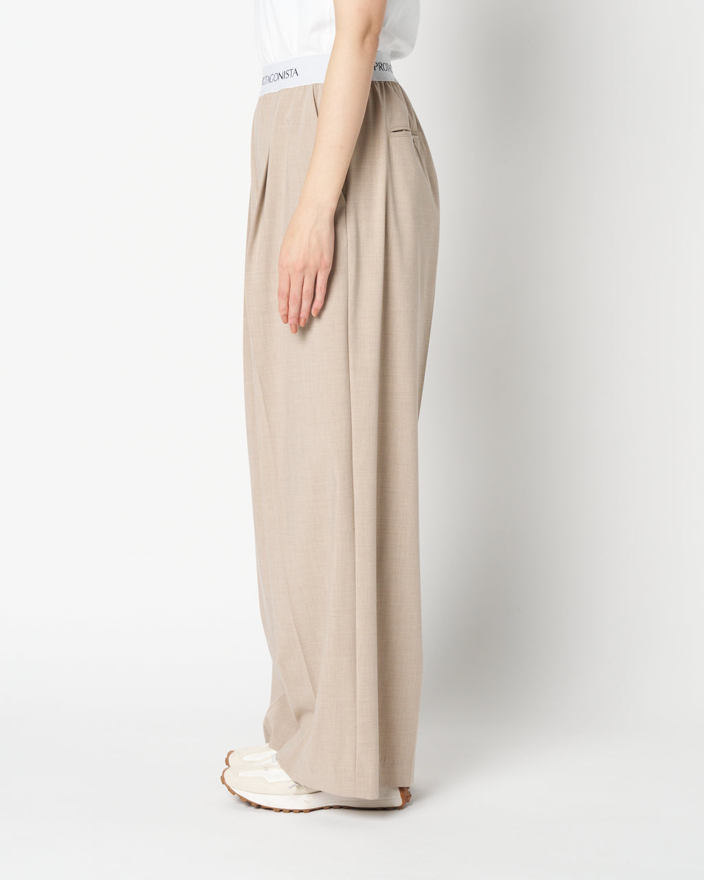 Waist logo wide slacks pants