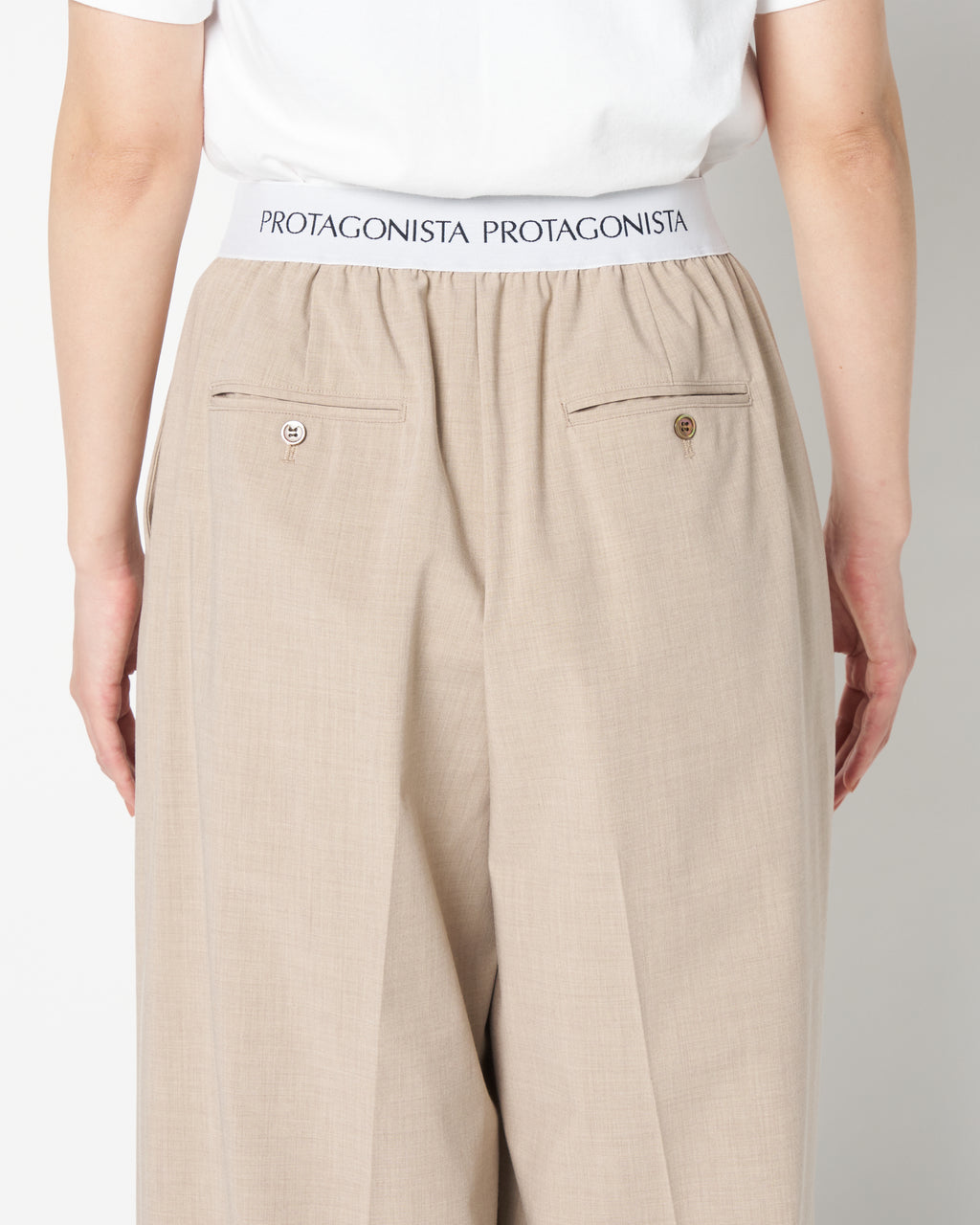 Waist logo wide slacks pants